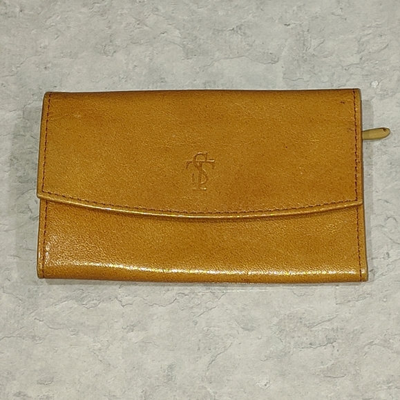 ST. THOMAS VINTAGE LAMBSKIN 6 KEY HOLDER / WALLET WITH LOCKING KEY CLIPS TAN - Picture 1 of 9
